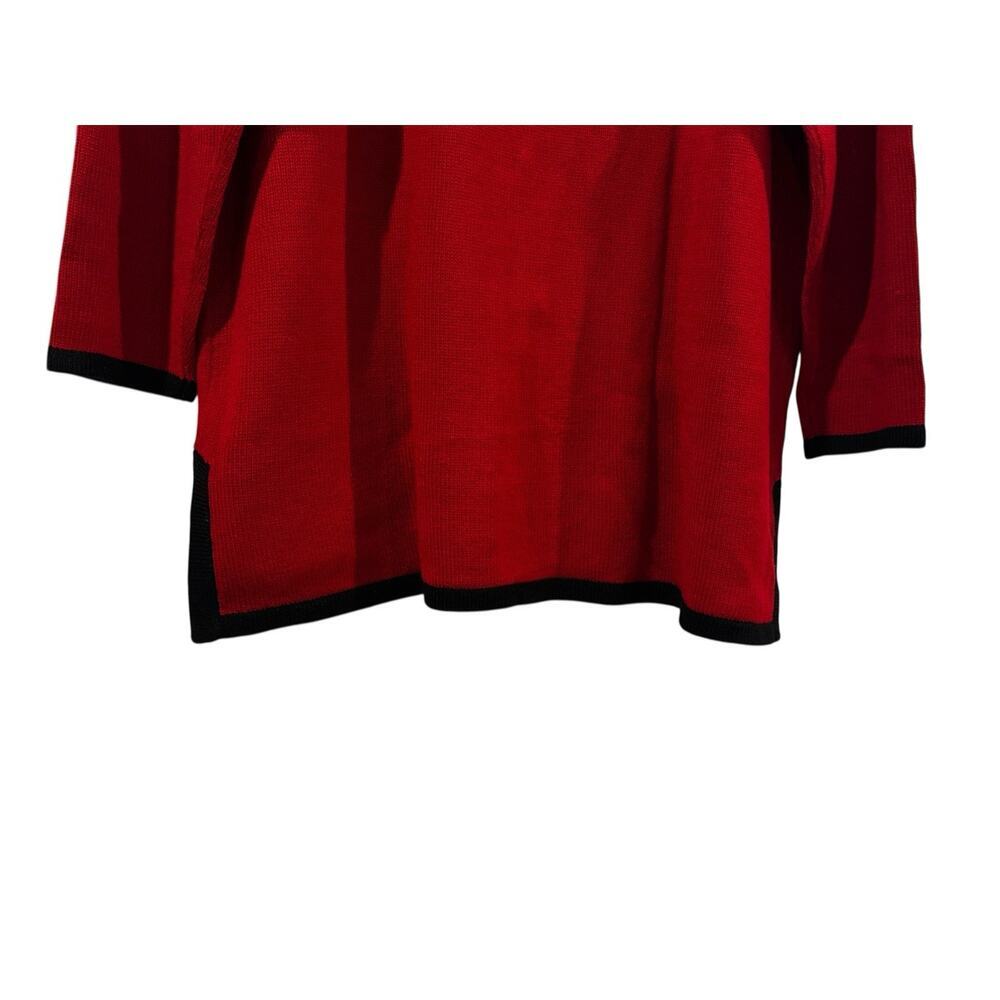 Bob Mackie Wearable Art Women’s Red Cardigan Black Trim Embroidered Dragon: 1X - Picture 5 of 7